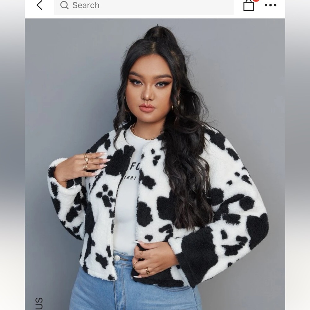 Cow print flannel jacket